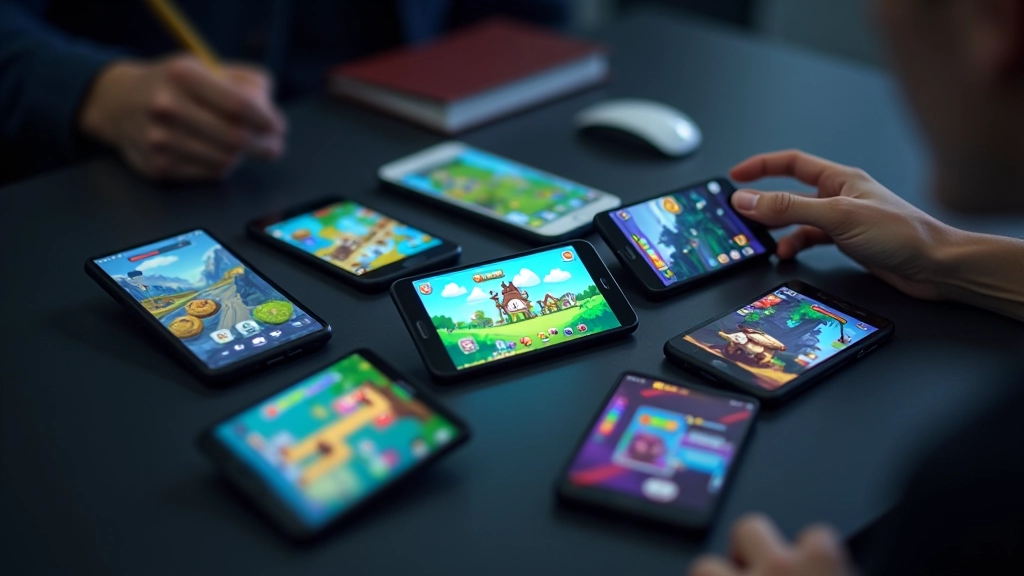 Three different game genre interfaces side by side showing puzzle, action, and narrative game examples with test points highlighted