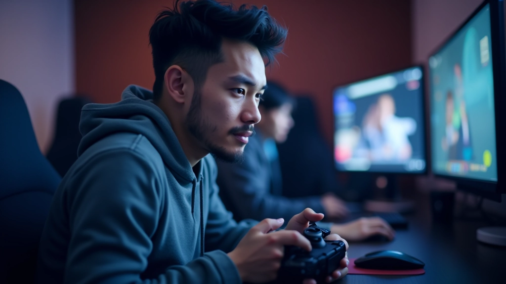 Playtester holding game controller with QA observer taking detailed notes in background